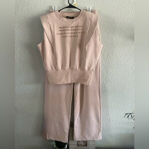 Lilo Ricco 2pc set Sweat Pants & Top, Gold Rhinestone Details Sz S /M